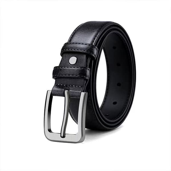 Sort 33 mm jeansbælte i kalveskind 250 250 115 cm