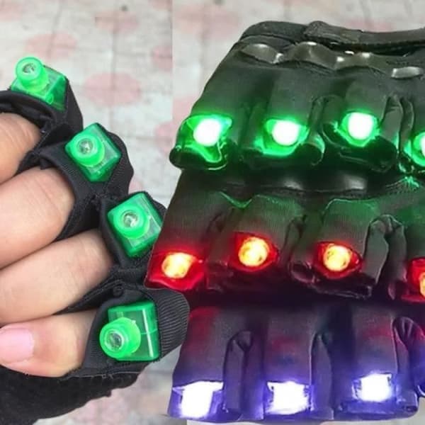 BESKYTTELSESHANSER - Laser - Lysende handsker - LED - Grøn - Unisex