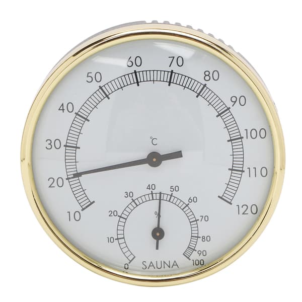 Saunatermometer til vægmontering med klar skala, fysisk induktion, rustfrit stål hygrometer