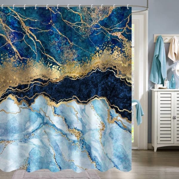 Mønstret bruseforhæng i marmor 180x180cm Vandtæt og vaskbart[YJD] A