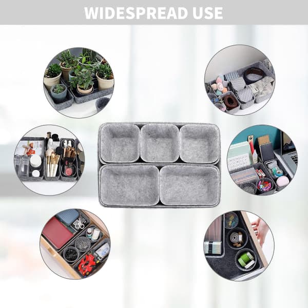 8-pak filt skuffeindsats opbevaringsboks organizer til makeupskuffe, kommode og kontor Light Grey