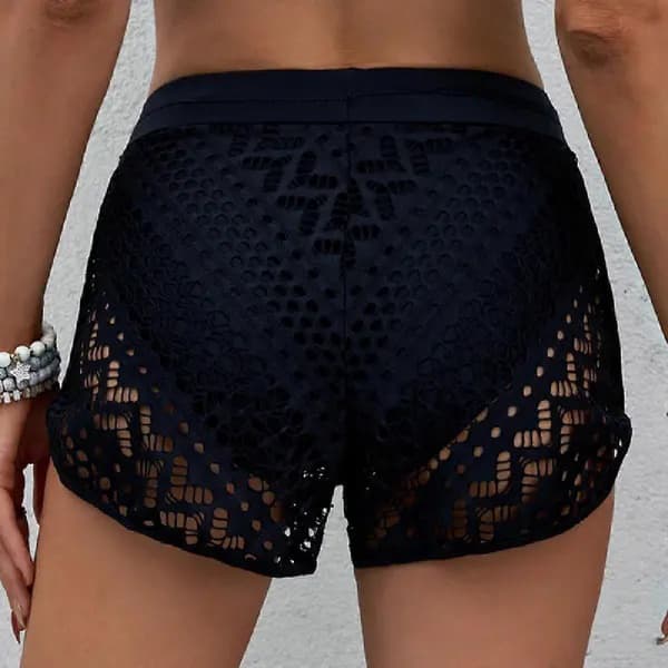 Badbyxor för kvinnor med hög midja, badbyxor, spetsbaddräkter, strandshorts M