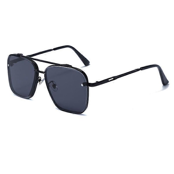 Nya Gradient Solglasögon för Män Mode Metall Stor Båge Solglasögon Märkesdesign Lyx Lunette De Soleil Homme UV400 Svart As Picture Black