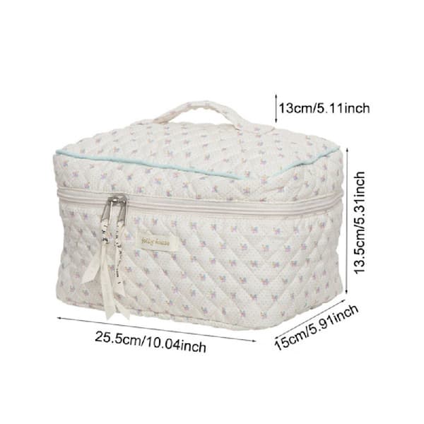 Flip bomulls sminkeveske bærbar toalettmappe beige