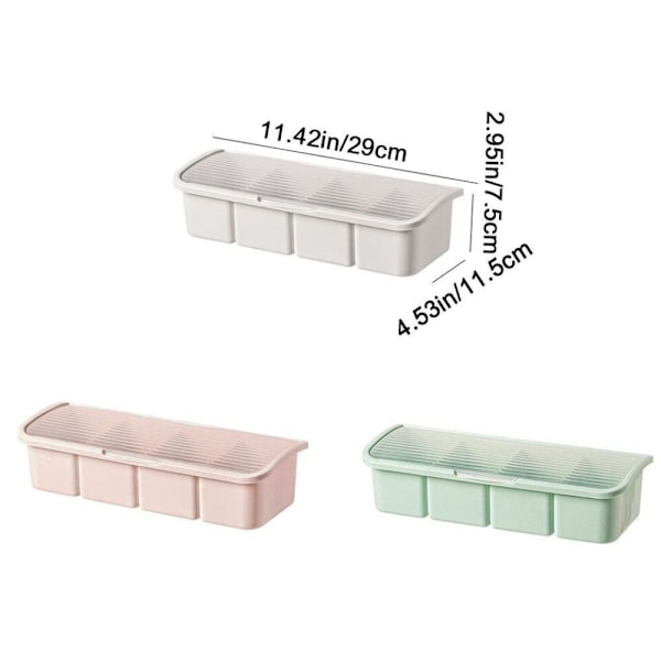 Spice Rack with Four Compartments Spice Box LIGHT GREEN Light Green