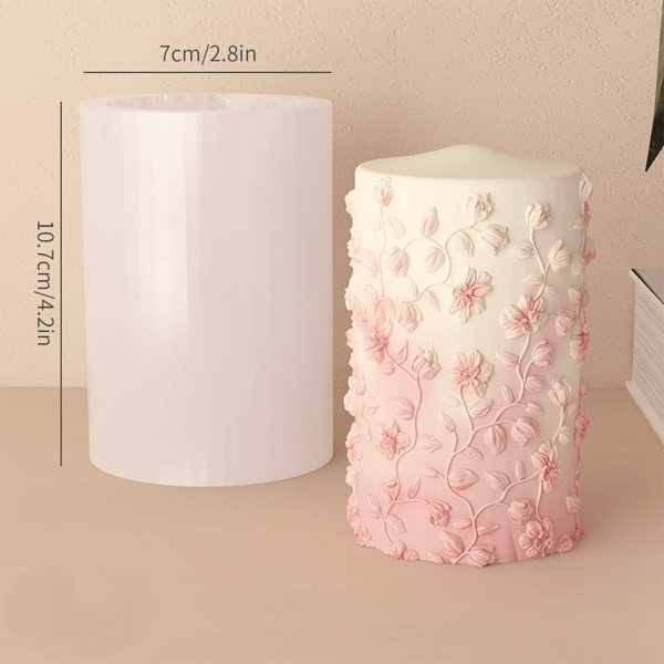 Præget Cylinder Silikoneform, 3D Mønster Lys- og Gips Håndværkssæt til Indretning, DIY Rør Diffusersten med Ornament Design style B