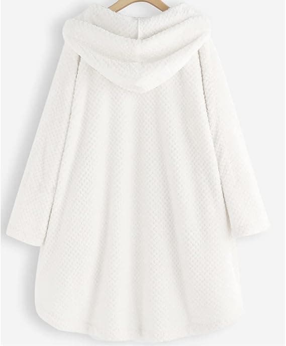 Hvit L plus size fleecehettegenser for kvinner hvit white L