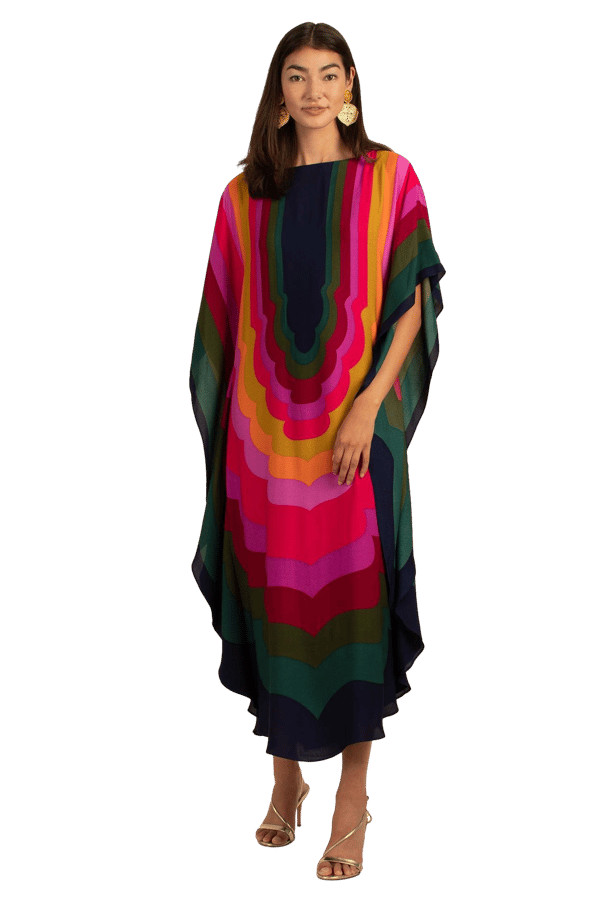 Dame strandkjole i regnbuefarver, plus size Green