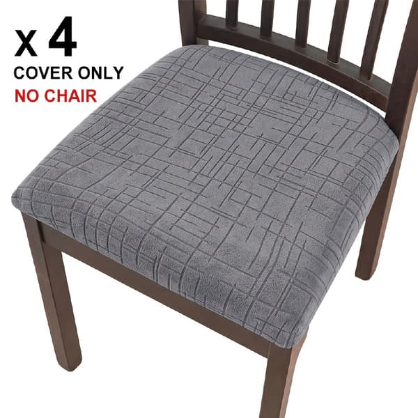 4 stk. moderne jacquard stolebetræk elastisk stræk, velegnet til spisestole, strækbart betræk med elastik, maskinvaskbart Dark Gray