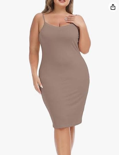 Plus-size Modal justerbar spaghetti-stropp V-hals underkjole 4 4XL