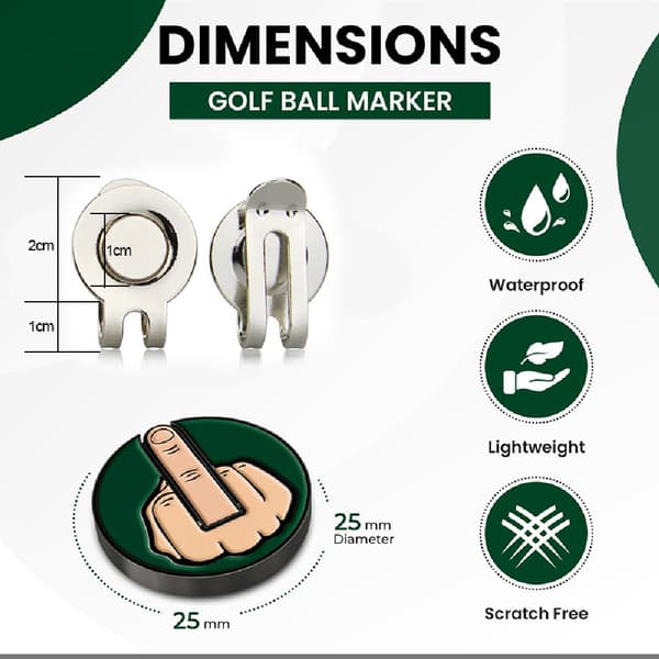 Golfhatteclips med magnetisk boldmarkør, sjov langemand 25 mm golftilbehør White