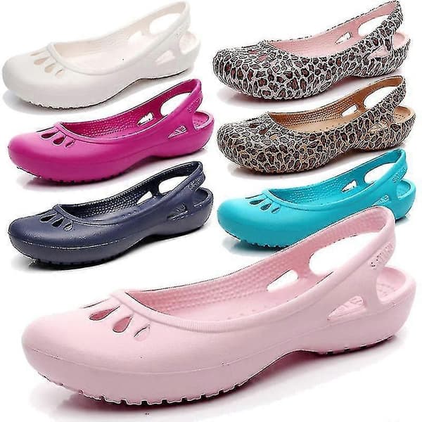 Strandskor Damtofflor Damträskor Gelésandaler Halkfria Vattentäta Trädgårdsskor Leopardrosa LeopardPink W6(36)
