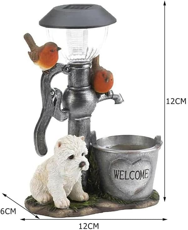 Harpikslampe med solar LED-lys for hagedekorasjon dog