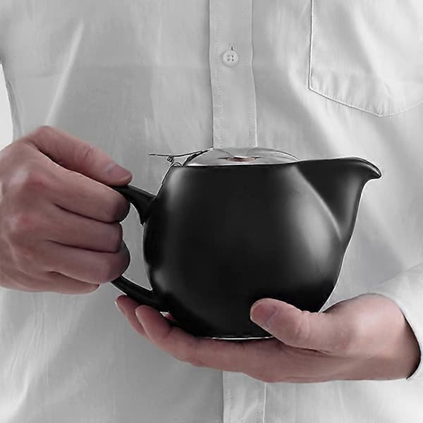 Elegant Termostabil Keramisk Tekande | Låg i Rustfrit Stål & Fin Te-infuser Perfekt til Kendinge af Løs Te White