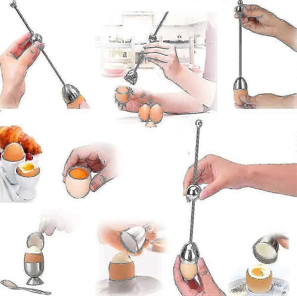 Eggeskallfjerner, Eggeåpner, Eggknekker i rustfritt stål, Eggeskall