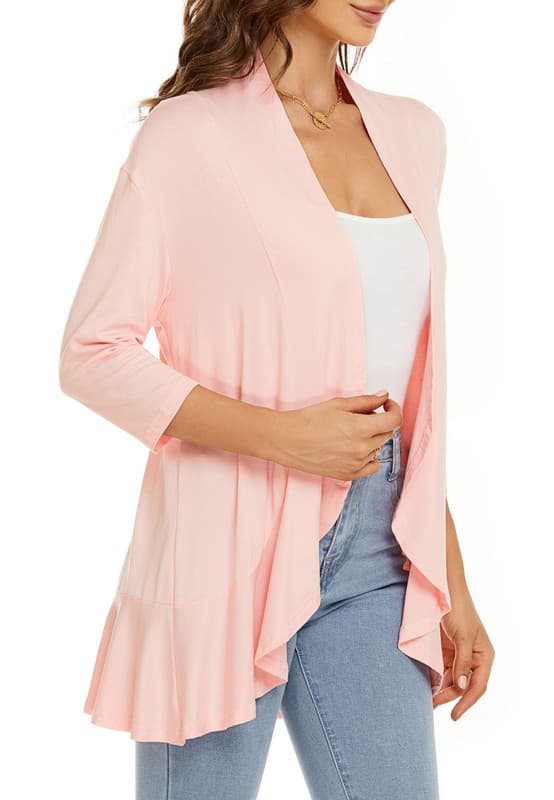 Sommercardigan til kvinder lette bløde toppe til kvinder Pink Pink S