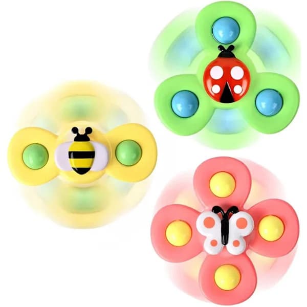 3-pack Fidget Spinner med sugkopp för barn, snurrande leksak