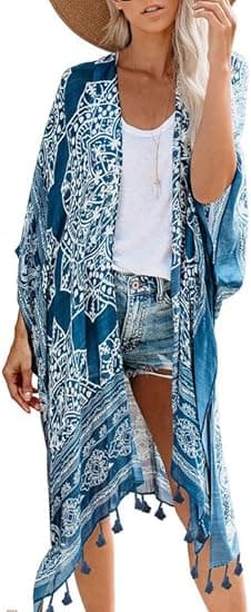 Sommarstrand Hawaii semester lång kimono kofta baddräktstäckning
