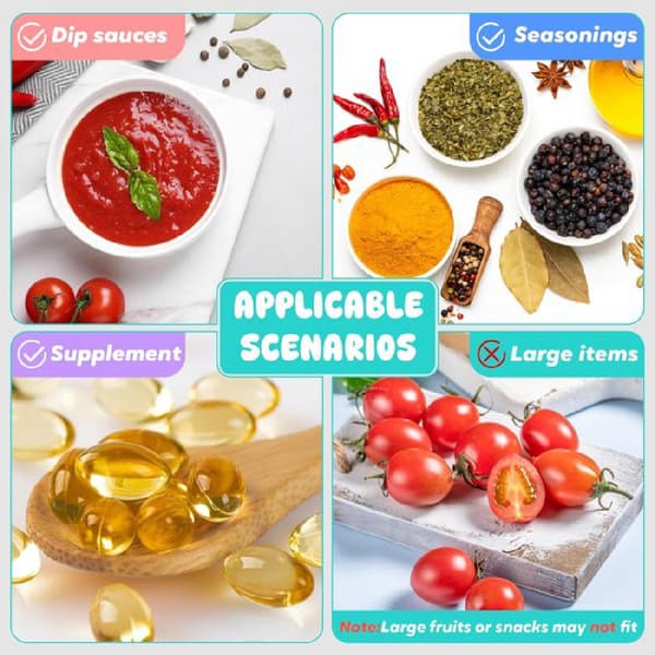 ING Mini madopbevaringsbeholder med låg - Snackboks i rustfrit stål - Take-away sæt 6 salatdressingglas 50ml