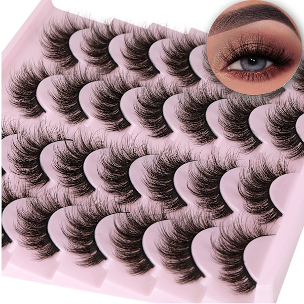 10 par fluffiga ögonfransar, naturliga fransar, 7D volym 12 mm lösögonfransar