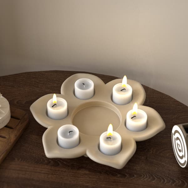 Blomster Teelysholder Silikonform 6 Hulrom Silikon Lyskoppform