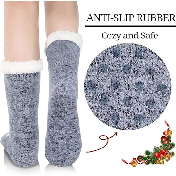 Mjuka tofflor med kattdesign, bekväma sängsockor med grepp, halkfria plyschstrumpor med värmeisolering, presenter till kvinnor och flickor