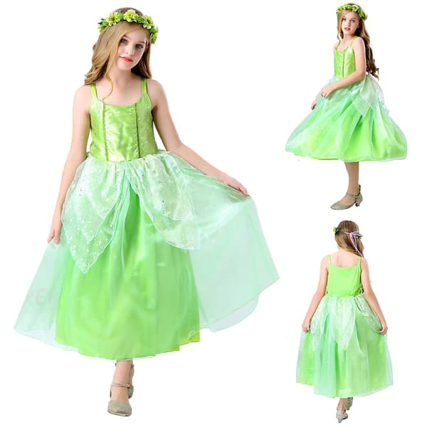 Barnflicka Halloween Peter Pan Tingeling Fe Cosplay Klänning 140cm