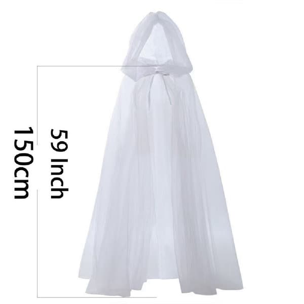 Halloween cosplay spøgelse cosplay hættekappe død heks mesh lang kappe gallafest performance kostume 1.5M (Sort) A