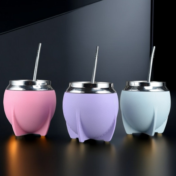 280ml Yerba Mate Kopp, Levereras med 1 Portabel Isoleringshalm, Rostfri Vattenflaska i Lönn Morado