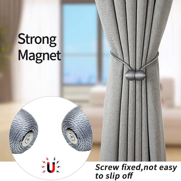 Magnetisk gardinholder Sølvgrå 4-pak 220
