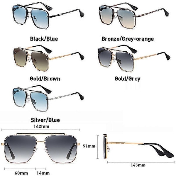 Nya Gradient Solglasögon för Män Mode Metall Stora Ramlösa Solglasögon Märkesdesign Lyx Lunette De Soleil Homme UV400 Guld Grå As Picture Gold Gray