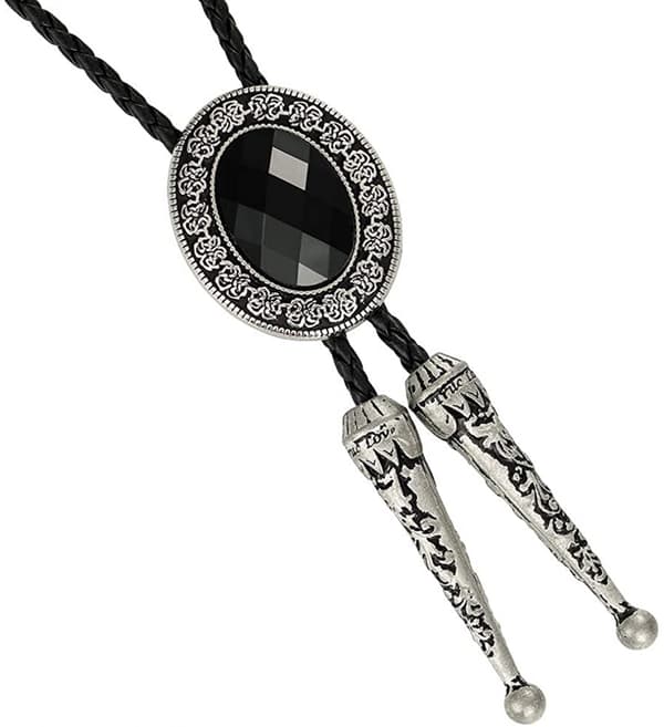 Bolo-slips, håndlavet rundt western cowboy bolo-slips sort