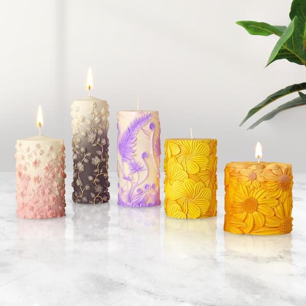 Præget Cylinder Silikoneform, 3D Mønster Lys- og Gips Håndværkssæt til Indretning, DIY Rør Diffusersten med Ornament Design style B