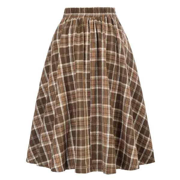 Dame ternede uldnederdele A-line tartan lange nederdele blå Blue XL