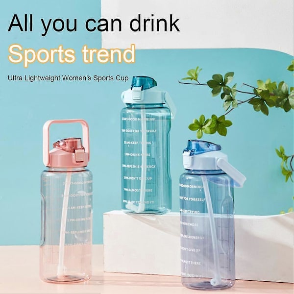 2L Vattenflaska för Gym BPA Fri Stor Sport Träning Camping Drickflaska Gym Fitness Greeb Gradient