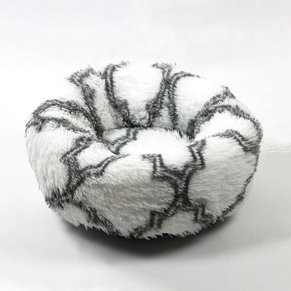 Queta Kattsäng, Vacker Djurbädd, Liten Hundbädd Djurbädd Plysch Mjuk Rund Kattsäng (50cm) rutig grå plaid grey Diameter 50 cm