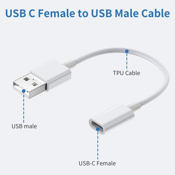 USB C hona till USB hane-adapter (3-pack), Typ C till USB A