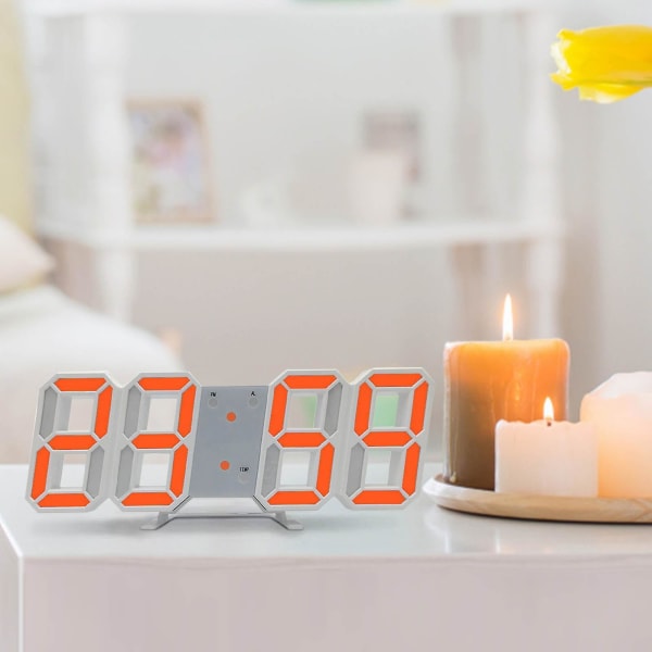 LED Digital Väggklocka med Lysande Nattläge Justerbar Elektronisk Bordsklocka Väggklocka Dekoration Vardagsrum LED-klocka [dB} Orange Orange