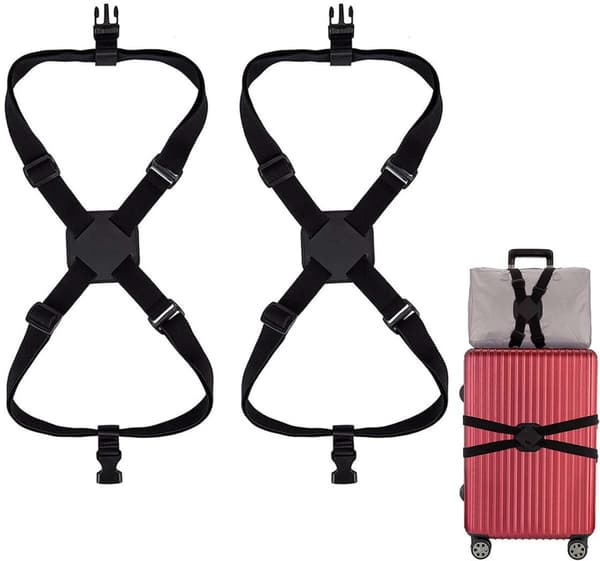 stk - Bagagestropper Kuffert Justerbar Rem Rygsæk Bungee Forbindelse Multifunktionelt Tilbehør Længde 70-240cm til Tasker, Kufferter Sort_yu