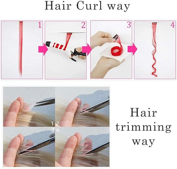 21' 8 stk. farvede hårextensions til piger, festlige farvede clip-in hårextensions til piger og børn, hårtilbehør (turkis pink)