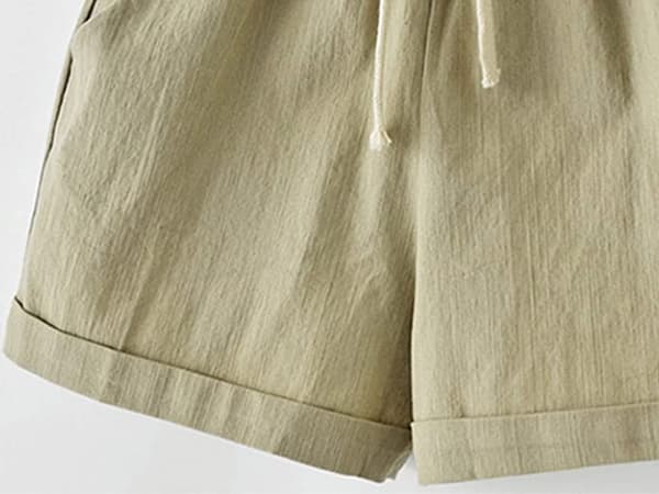 Afslappede bomuldsshorts til kvinder med elastisk talje og snøre --- Himmelblå (Størrelse XL)