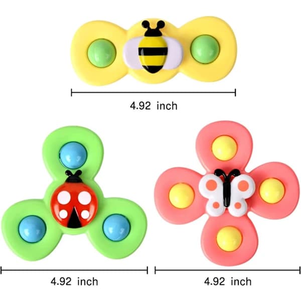 3-pack Fidget Spinner med sugkopp för barn, snurrande leksak