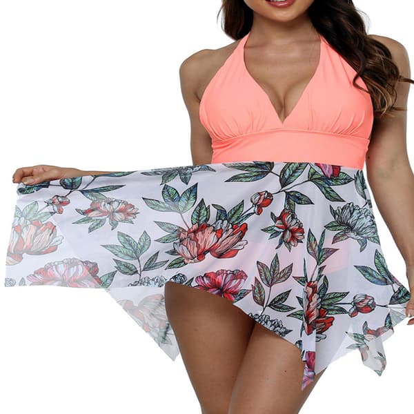 Dame todelt badedragt bikini tankini sæt badetøj Orange,L