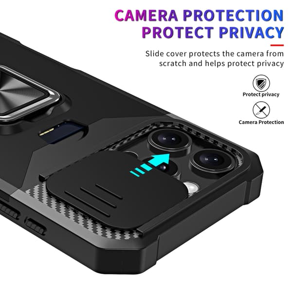 for iPhone 6Plus/7Plus/8Plus deksel med [kortholder][skyvbart kameradeksel][360° roterende ringstativ] Kraftig beskyttende mobildeksel red iPhone 6Plus/7Plus/8Plus