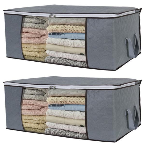 Opbevaringspose til lagner, dyner, tøj 60x43x35 cm Grå 2-pak 452