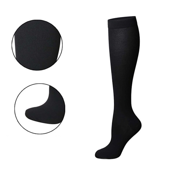 3 Par Kompressionsstrumpor Enfärgad Ökar Blodflödet Andningsbar Nylon Löpning för Vuxna Svart Hudfärg Grå L XL