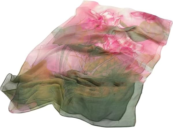Georgette Chiffon Sjal Kvinner Langt Sjal Blomstermønster