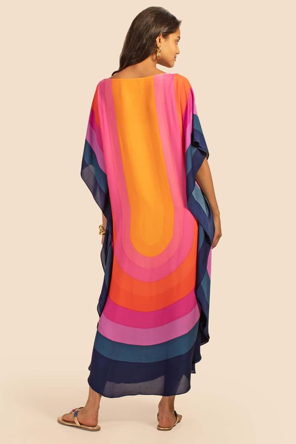 Dame strandkjole i regnbuefarver, plus size Yellow