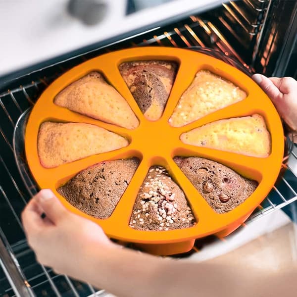 Silikone bageforme, trekantet silikoneform, 8 hulrum silikonekageform, til scones chokolade, køkkenkager, orange