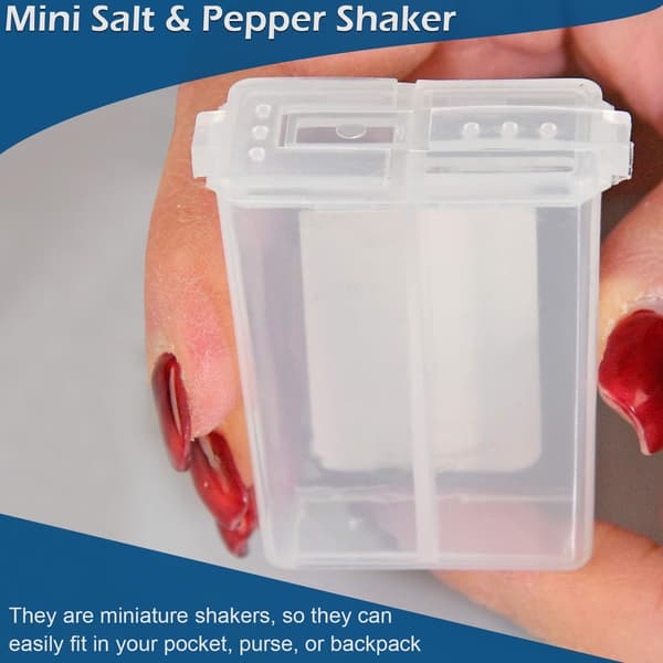 Mini salt- och pepparströare - Diskmaskinssäker, transparent plastset med två resevänliga ströare och lock. 18654